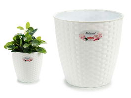Stefanplast Maceta Natural Interior/Exterior 24 cm Diámetro, Blanca - 24x24x22.5 cm (Set de 6)