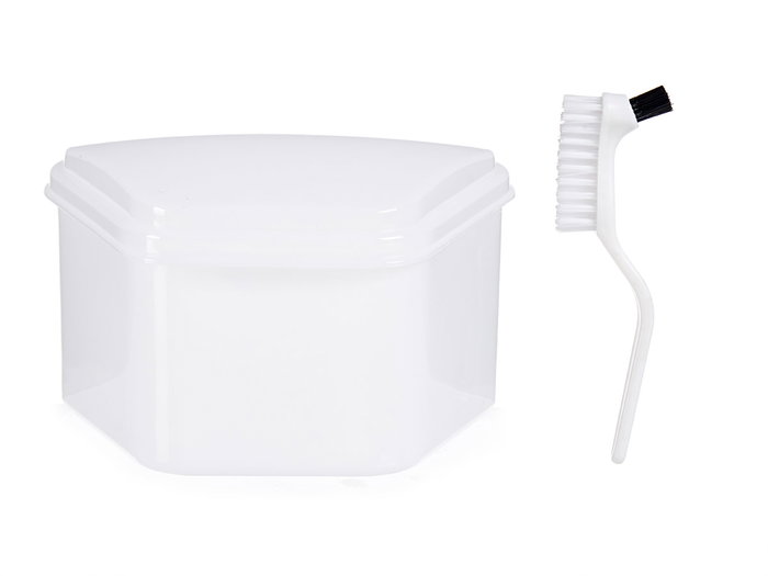 Berilo Porta Dentadura Postiza con Cepillo Blanco 17.5 x 6.5 x 17 cm (Set de 36)