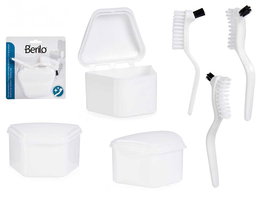 Berilo Porta Dentadura Postiza con Cepillo Blanco 17.5 x 6.5 x 17 cm (Set de 36)