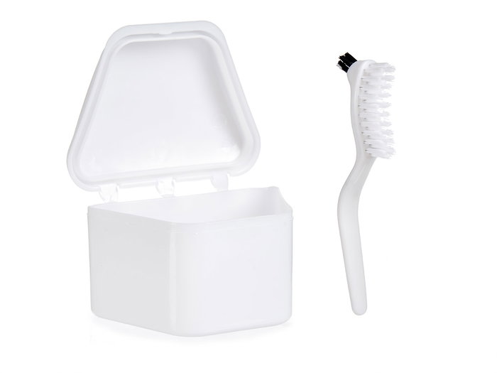 Berilo Porta Dentadura Postiza con Cepillo Blanco 17.5 x 6.5 x 17 cm (Set de 36)
