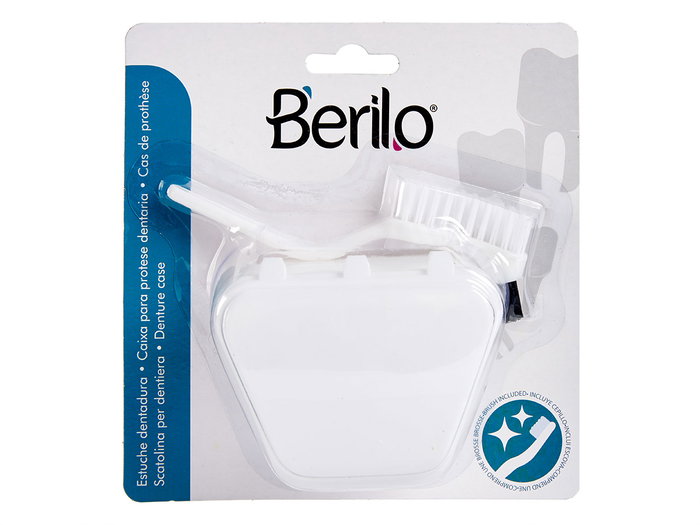 Berilo Porta Dentadura Postiza con Cepillo Blanco 17.5 x 6.5 x 17 cm (Set de 36)
