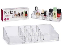 Berilo Organizador 11 Huecos Grandes Laterales Transparente 22x4x9 cm (Set de 12)