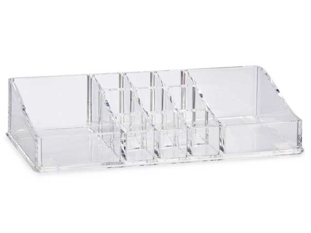 Berilo Organizador 11 Huecos Grandes Laterales Transparente 22x4x9 cm (Set de 12)