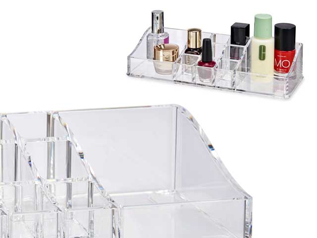 Berilo Organizador 11 Huecos Grandes Laterales Transparente 22x4x9 cm (Set de 12)