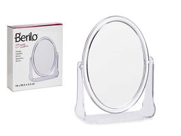 Berilo Espejo Metacrilato Ovalado con Soporte, Transparente, 18.2x20.5x4.3 cm (Set de 12)