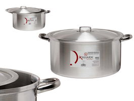 Kinvara Cacerola de Aluminio 40 cm 25 L, Apto para Gas, Horno y Lavavajillas, Color Plata, Capacidad 25000 ml (Set de 3)