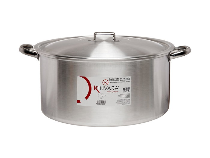 Kinvara Cacerola de Aluminio 40 cm 25 L, Apto para Gas, Horno y Lavavajillas, Color Plata, Capacidad 25000 ml (Set de 3)
