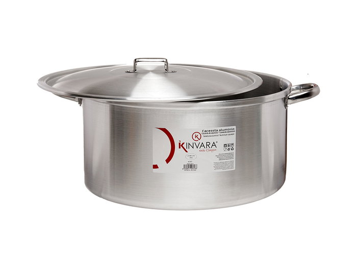 Kinvara Cacerola de Aluminio 40 cm 25 L, Apto para Gas, Horno y Lavavajillas, Color Plata, Capacidad 25000 ml (Set de 3)