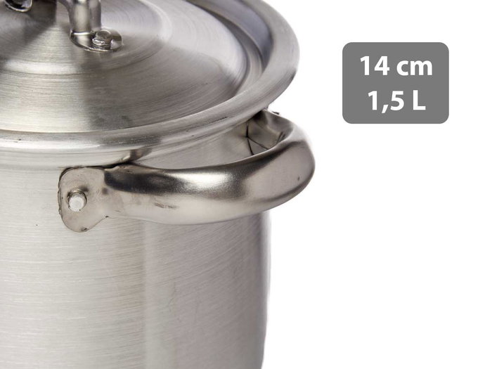 Kinvara Olla de Aluminio 14 cm 1.5 L, apta para gas y horno, color plata (Set de 6)