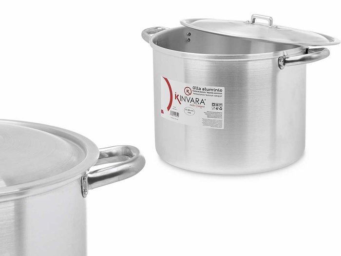Kinvara Olla de Aluminio 30 cm, 15 Litros, Apta para Gas, Horno y Lavavajillas, Color Plata (Set de 4) Kinvara Olla de Aluminio 30 cm, 15 Litros, Apta para Gas, Horno y Lavavajillas, Color Plata (Set de 4)