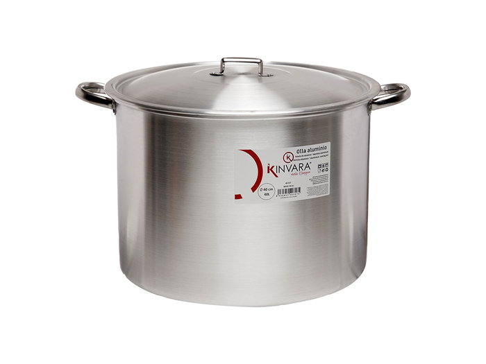 Kinvara Olla Aluminio 40 L 53x41.5x30 cm + Tapa 43x43x4 cm Plata (Set de 2)