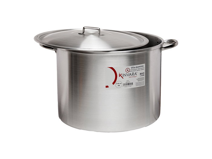 Kinvara Olla Aluminio 40 L 53x41.5x30 cm + Tapa 43x43x4 cm Plata (Set de 2)
