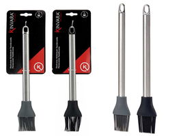 Kinvara Pincel de Cocina Acero Inoxidable y Silicona, Surtido Colores Gris y Negro, Dimensiones 10x32x1.5 cm (Set de 36)