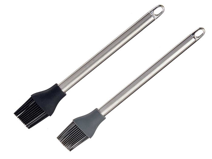 Kinvara Pincel de Cocina Acero Inoxidable y Silicona, Surtido Colores Gris y Negro, Dimensiones 10x32x1.5 cm (Set de 36)