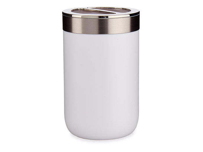 Berilo Portacepillos Blanco y Plateado 7.7 x 11.5 x 7.7 cm (Set de 12)