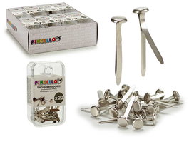 Pincello Encuadernadores Cromados 20 Piezas 5.5x9.5x2 cm (Set de 48)