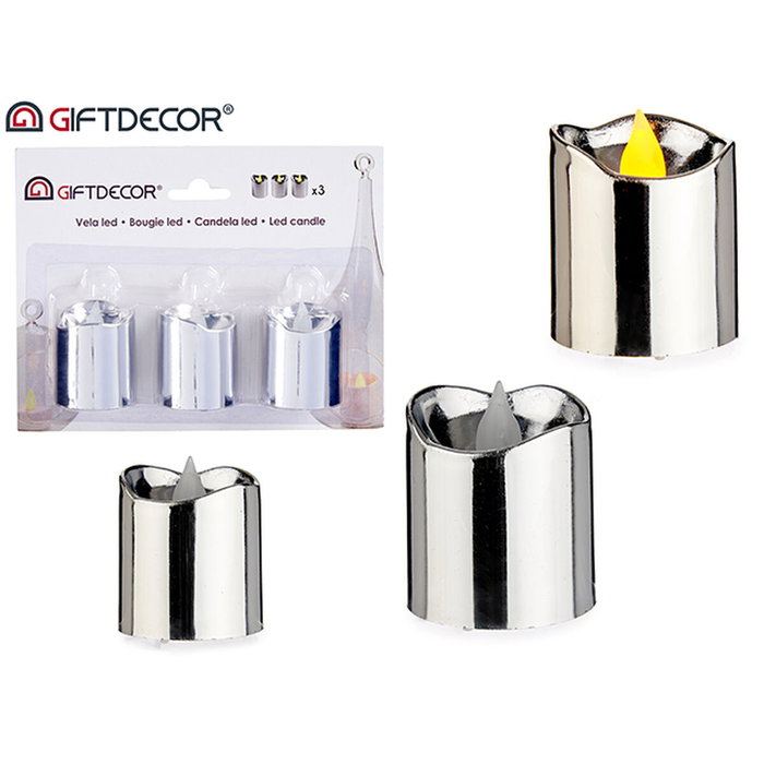GIFTDECOR Set 3 Velas LED Taco Plata