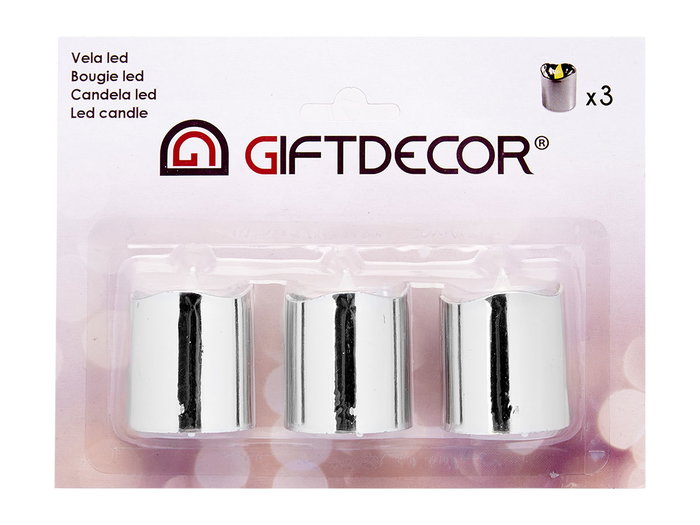 Giftdecor Set 3 Velas LED Taco Plata 18x14x4 cm (Set de 24)