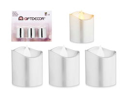 Giftdecor Set 3 Velas LED Taco Plata 18x14x4 cm (Set de 24)