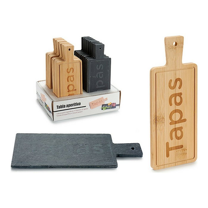 Kinvara Tabla Rectangular de Bambú y Pizarra para Tapas