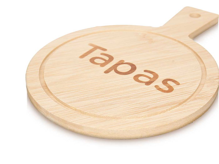 Kinvara Tabla Redonda Bambú y Pizarra para Tapas 14x19 cm (Set de 48)