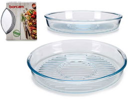 Pasabahce Fuente Redonda de Cristal Borosilicato Transparente 32 cm Apta Horno y Microondas (Set de 6)