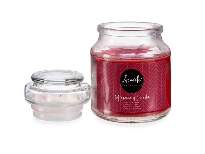 Acorde Vela Tapa Vidrio Manzana Canela 28h 7x7x10cm (Set de 12)