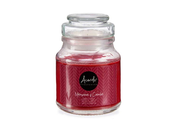 Acorde Vela Tapa Vidrio Manzana Canela 28h 7x7x10cm (Set de 12)