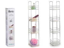 Berilo Estanteria Metal Cuadrada 4 Pisos 16x86x16 cm Transparente Plata (Set de 6)