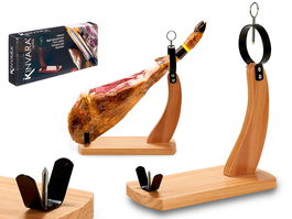 Kinvara Jamonero Ancho Natural Madera Pino 37.5x5.5x16.5 cm Negro (Set de 6)