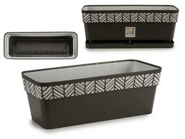 Stefanplast Jardinera Plástico 50 cm Orfeo Antracita con Reserva de Agua 9.5 L 49.5x18x17 cm (Set de 12)