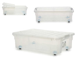 Arte Regal Bajo Cama 30L con Ruedas y Tapa Abatible, Medidas 40 x 18 x 59.5 cm, Diseño Surtido (Set de 14)