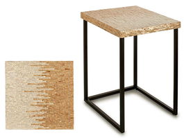 Giftdecor Mesa Auxiliar Cuadrada Nacar Claro 47x47x62 cm con Base Metalica