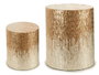 Giftdecor Taburete Redondo Nácar Claro 40 cm - Blanco/Beige/Oro