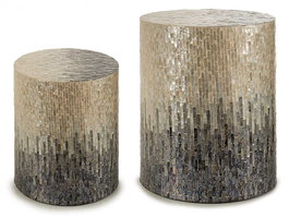 Giftdecor Taburete Redondo Nacar Gris Degradado 40x45.5x40cm