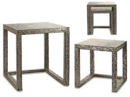 Giftdecor Juego 2 Mesas Nacar Gris Degradado 60 x 42.5 x 42.5 cm