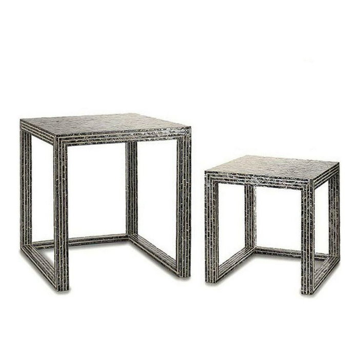 GIFTDECOR Juego de 2 mesas nácar gris degradado GIFTDECOR Juego de 2 mesas nácar gris degradado