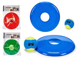 Maschow Disco con Pelota para Mascotas Surtido Colores 20.5 x 7 x 20.5 cm (Set de 24)