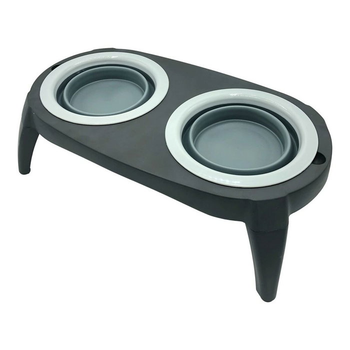 Mascow Comedero Doble de Silicona Gris y Negro Mascow Comedero Doble de Silicona Gris y Negro