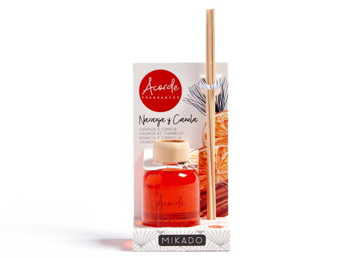 Acorde Mikado 50 ml Naranja y Canela - Ambientador con Varillas (7x5x17 cm) (Set de 12)