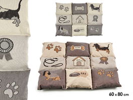 Mascow Cuna Rectangular para Mascota Bordada Gris y Marrón 56 x 7.5 x 80 cm (Set de 6)