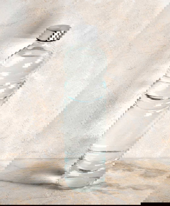 Vivalto Botella de Cristal 1100 ml, Transparente y Plata, Dimensiones 8x31x8 cm (Set de 18)