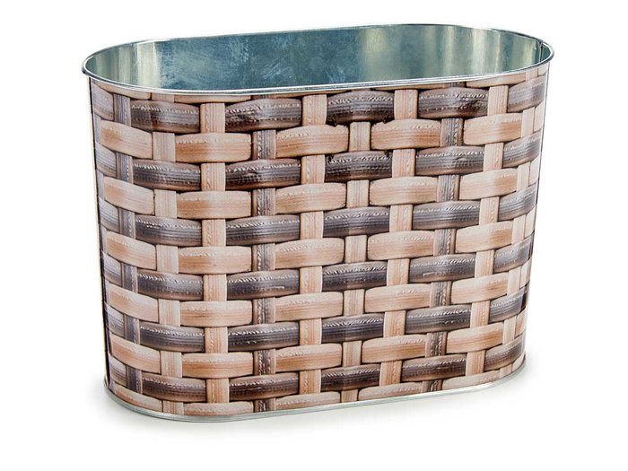 Ibergarden Macetero Metal Ovalado Alto Mimbre Surtido 12.7x15x23.5 cm (Set de 24)