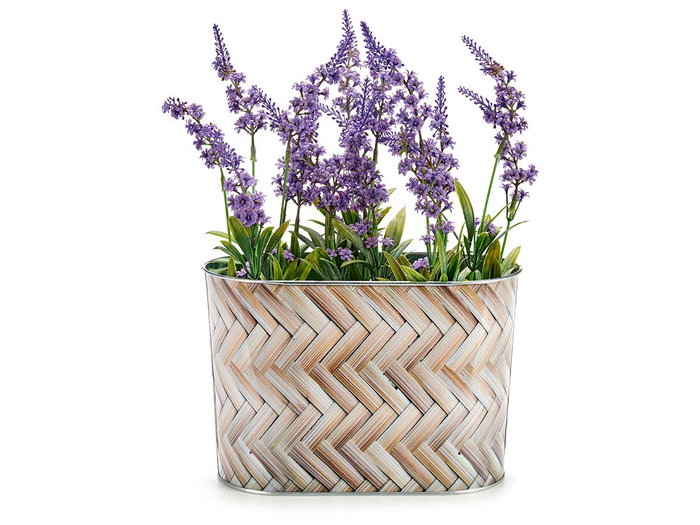 Ibergarden Macetero Metal Ovalado Alto Mimbre Surtido 12.7x15x23.5 cm (Set de 24)