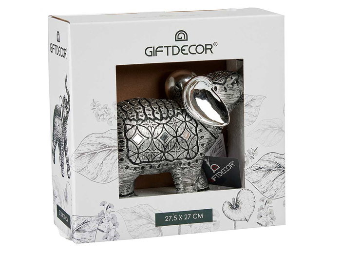 GIFTDECOR Elefante de Resina Grande Plata