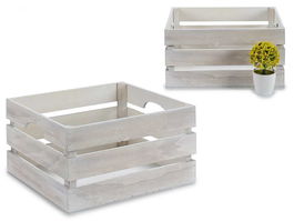 Giftdecor Caja Blanco Envejecido Madera Álamo 36x26x18 cm (Set de 12)