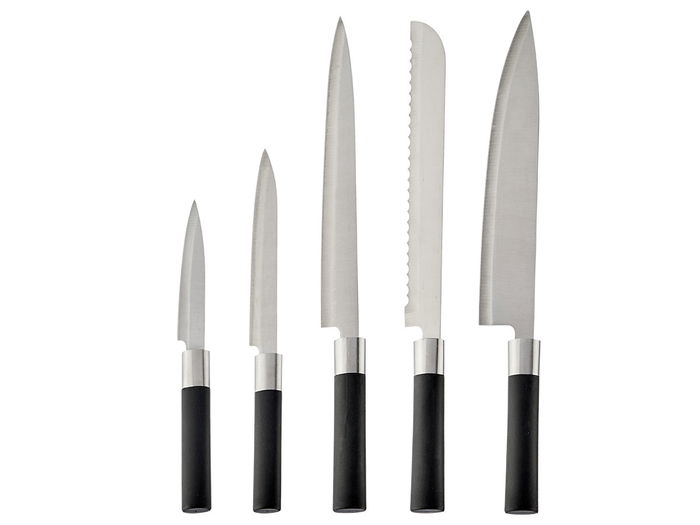 KINVARA Tacoma con 5 Cuchillos Mango Negro Gris 11.5x36x11.5 cm (Set de 6)