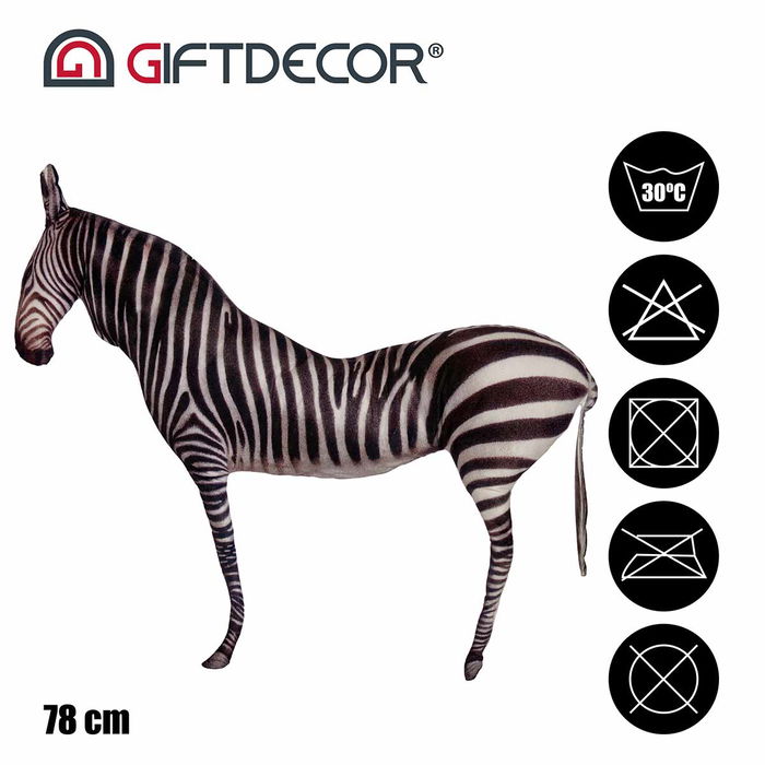 Arte Regal Cojin Silueta Cebra Blanco y Negro Terciopelo 78 cm Largo x 54 cm Alto x 9 cm Ancho (Set de 6)