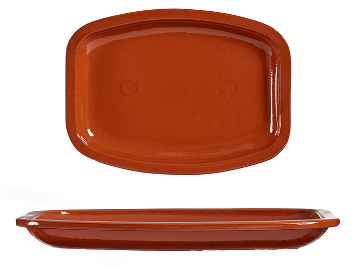 La Dehesa Bandeja Plana Rectangular Barro Refractario Miel 35 x 26 cm (Set de 6)