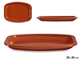 La Dehesa Bandeja Plana Rectangular Barro Refractario Miel 35 x 26 cm (Set de 6)